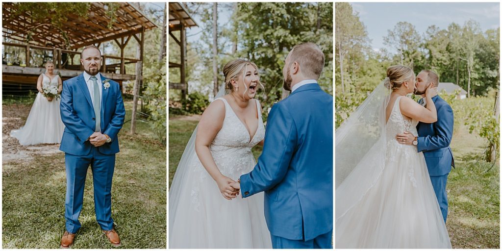Bride and groom first looks at this dreamy wedding at koury farms