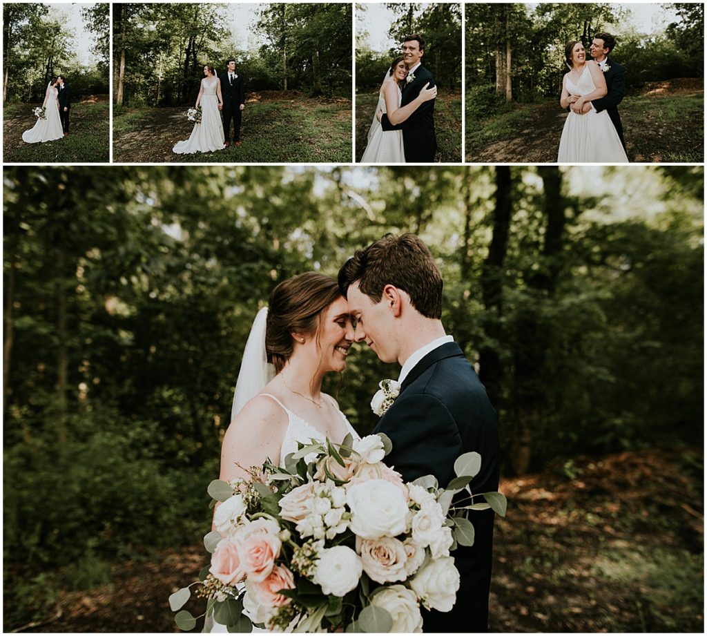 Images of bride and groom together in the ground of Koury Farms, Auburn Wedding Venue