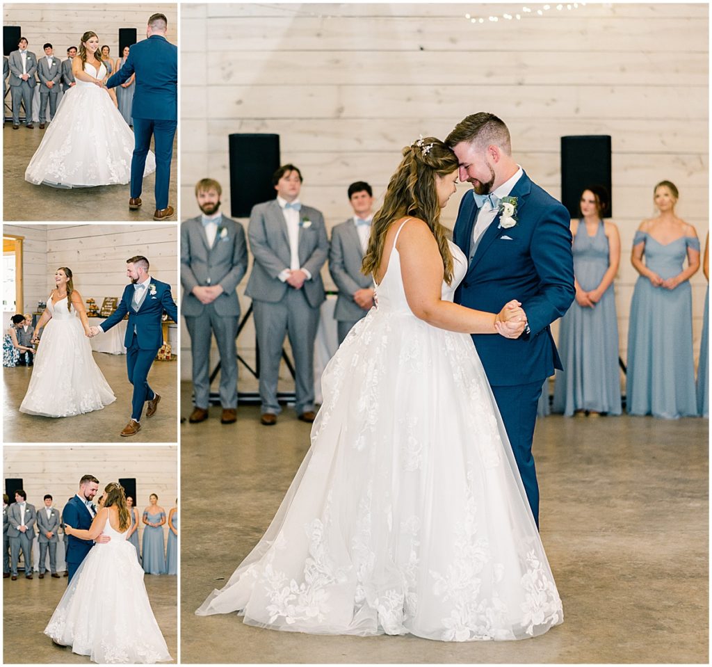 Bride and groom sharing their first wedding dance