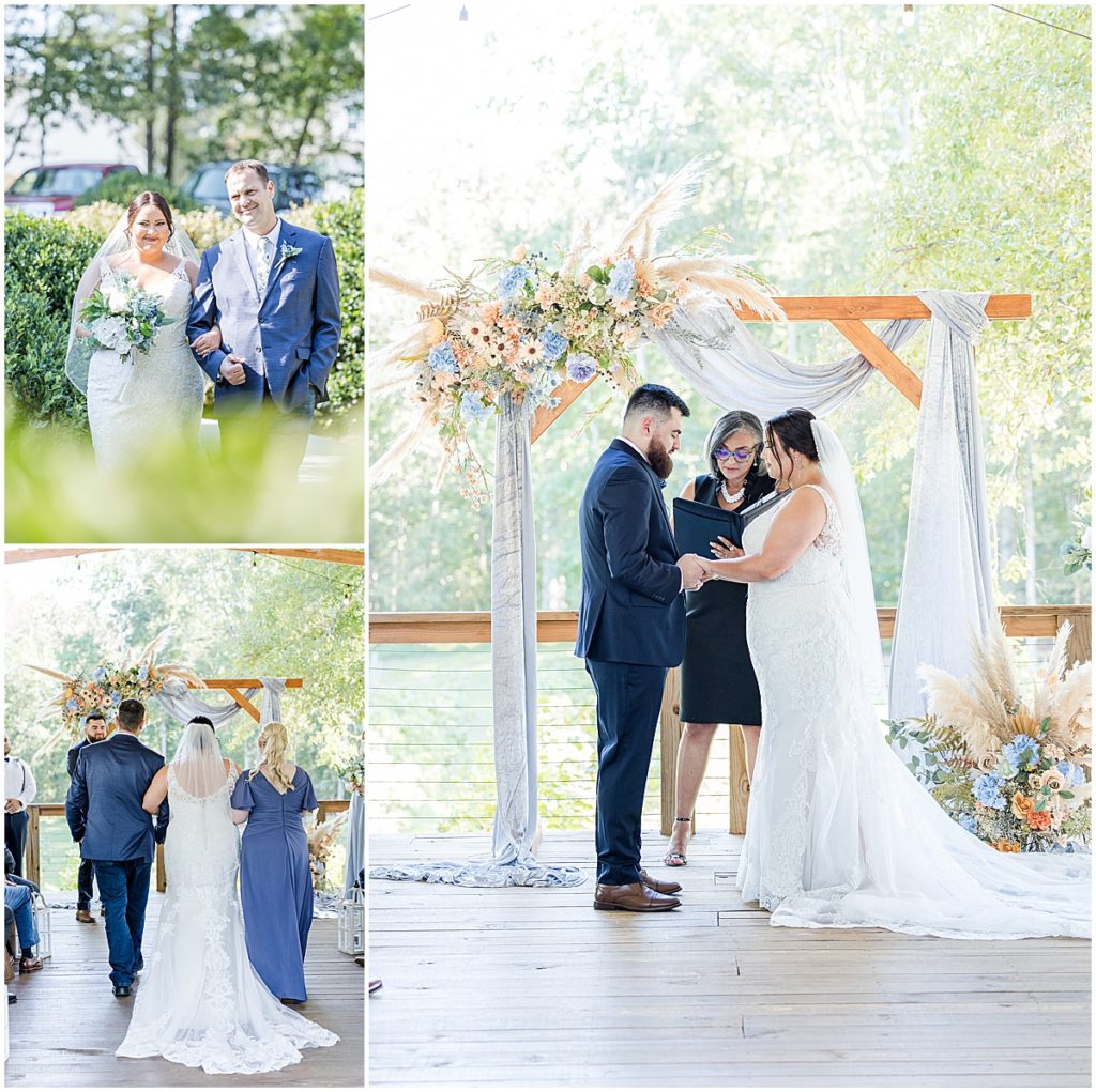 A blue themed wedding ceremony at North Georgia Wedding Venue