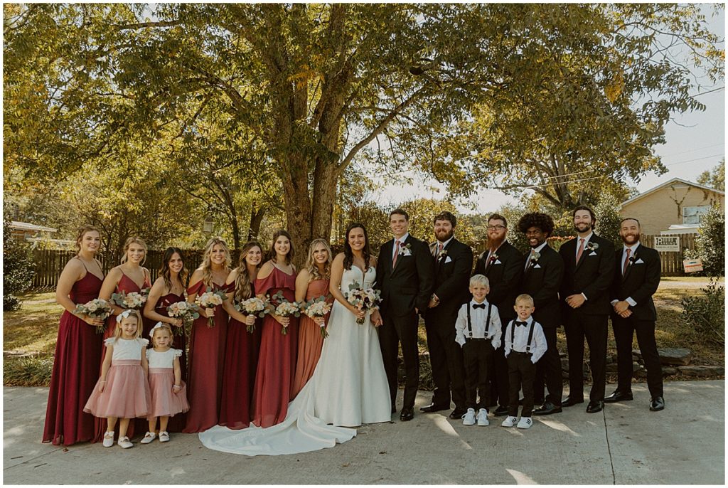 bridal party portrait | Rustic fall wedding