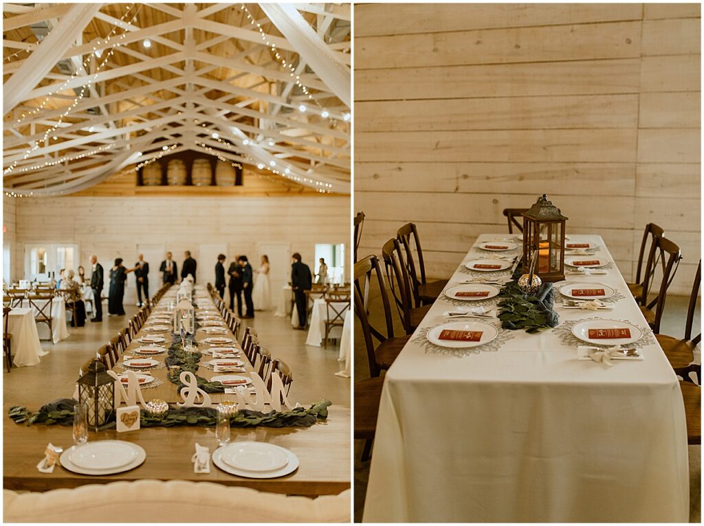 wedding reception tables at Koury farms