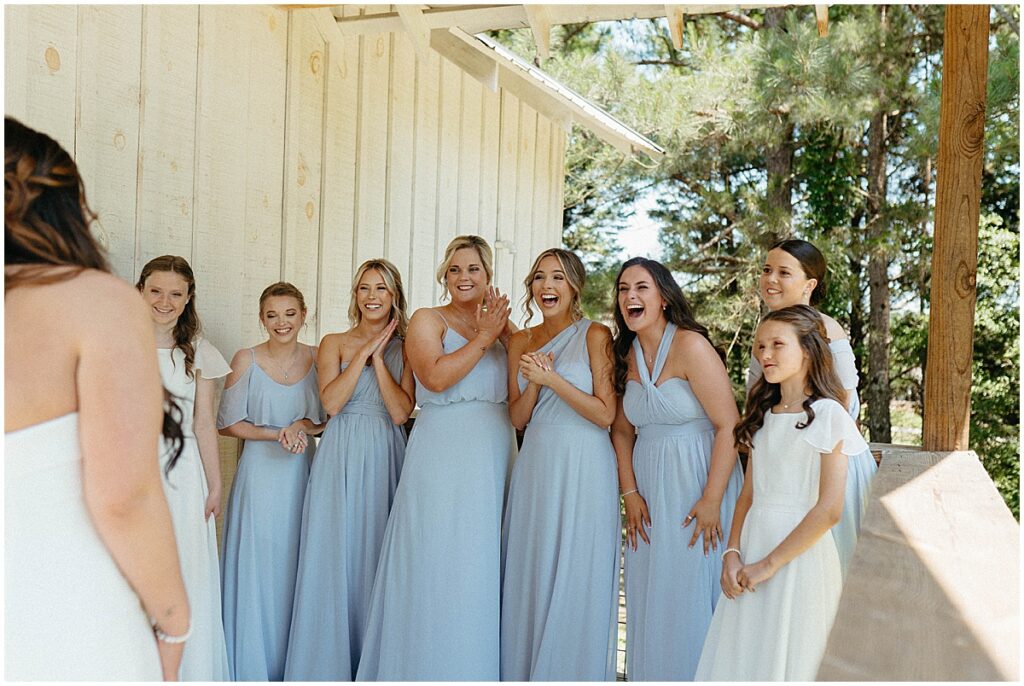 reaction of bridesmaids to seeing the bride for the first time