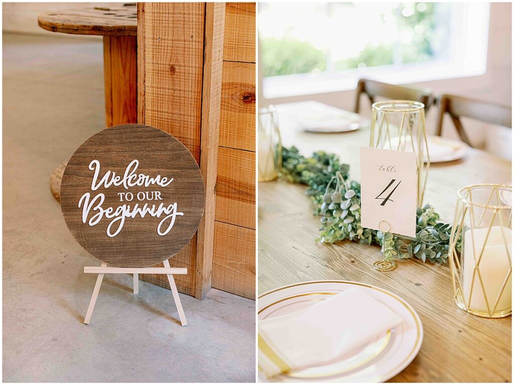 Wedding table and reception signage