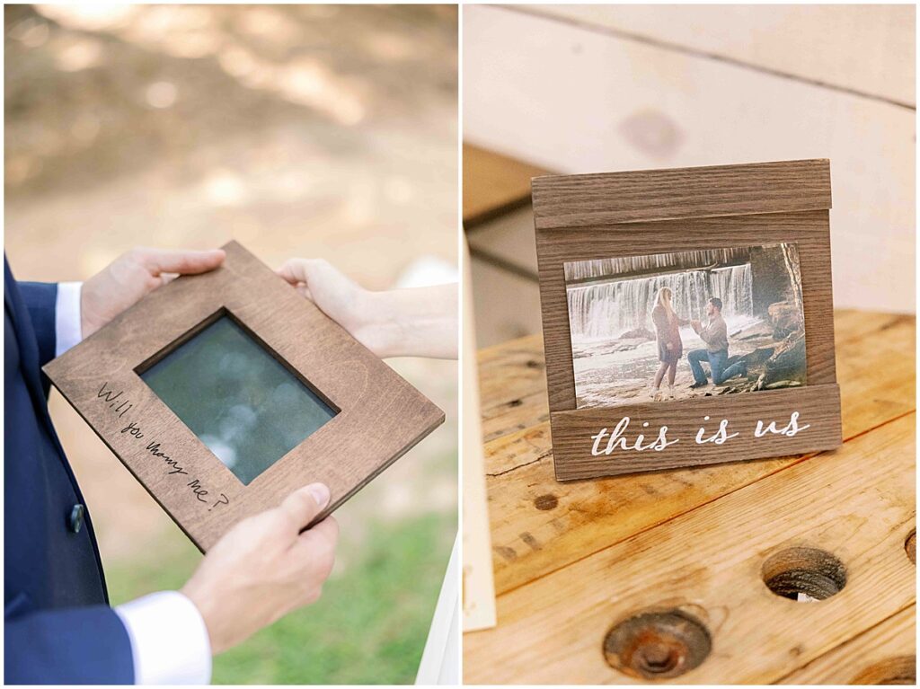 Photo frames of wedding proposals