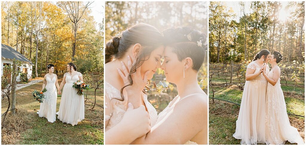 Couple portraits in the vineyards at Koury farms, LGTBQ+ Friendly wedding venue in North Georgia