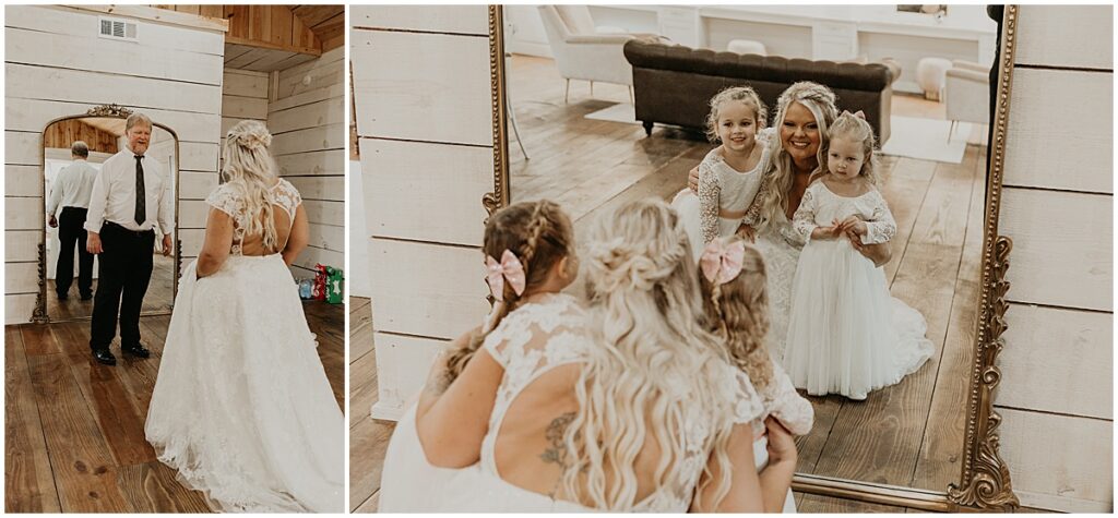 Bride with bridesmaids and preparing for wedding