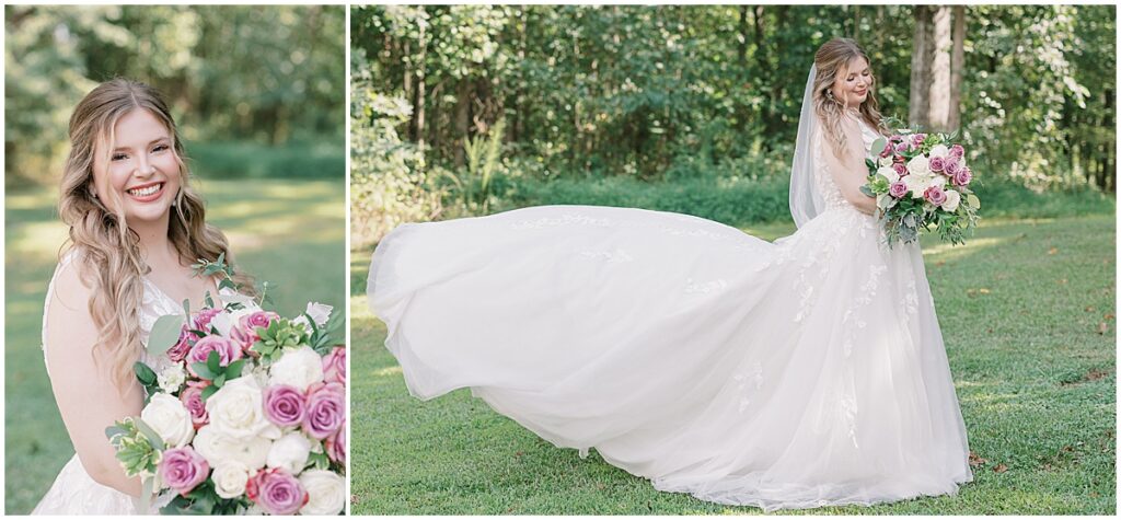 Bridal portraits in the grounds of Koury farms for fairytale vineyard wedding