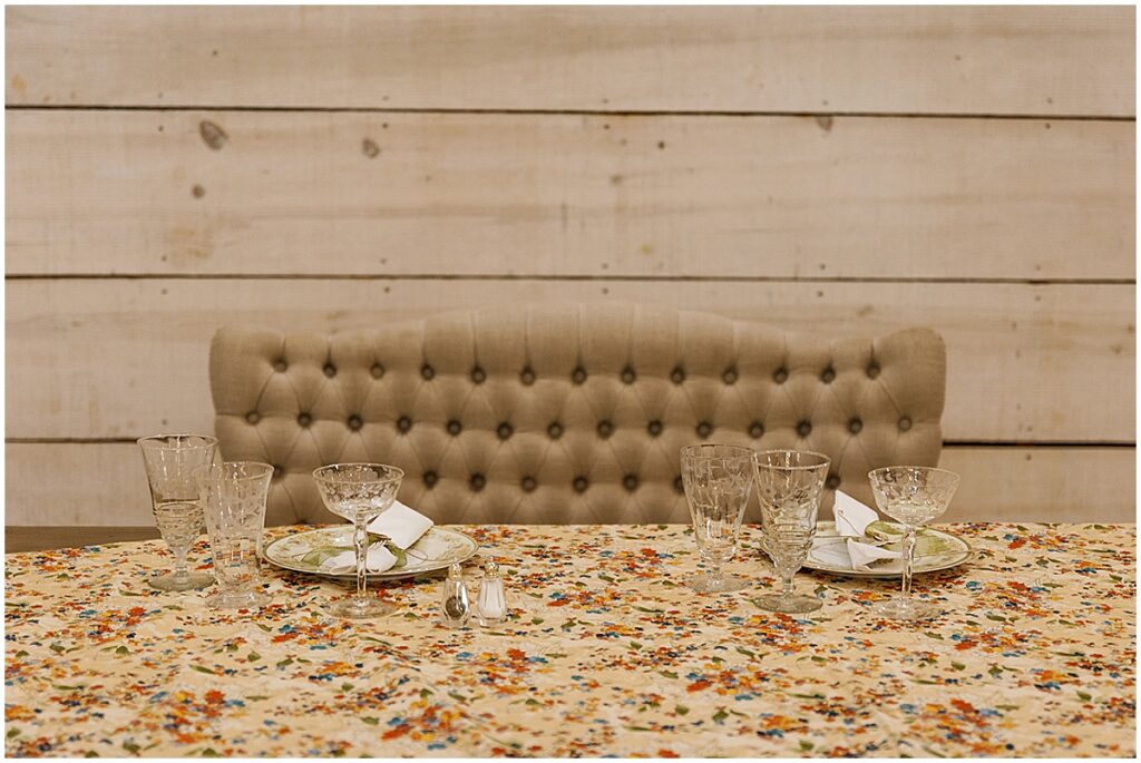 sweetheart table with floral decor for vintage-inspired wedding
