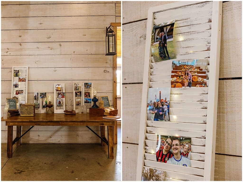 Photos displayed of families and wedding couple in vintage frames, ideas for a vintage-inspired wedding