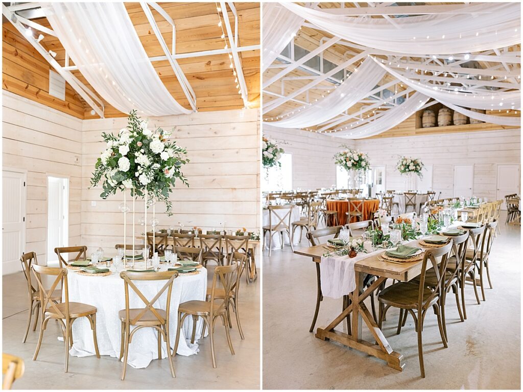 Wedding reception at koury farms with green and orange accents