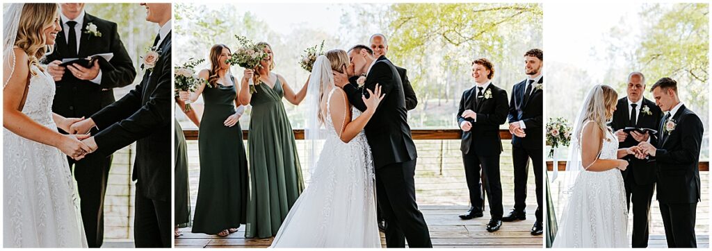 Bride and groom at wedding ceremony at koury farms