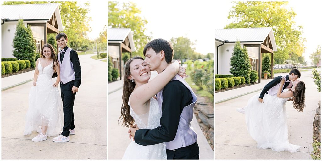 Bridal and groom wedding portraits in the grounds of Koury Farms