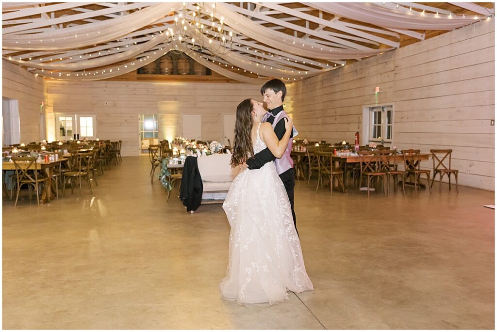 Bride and groom last dance at Sunday wedding at Koury Farms