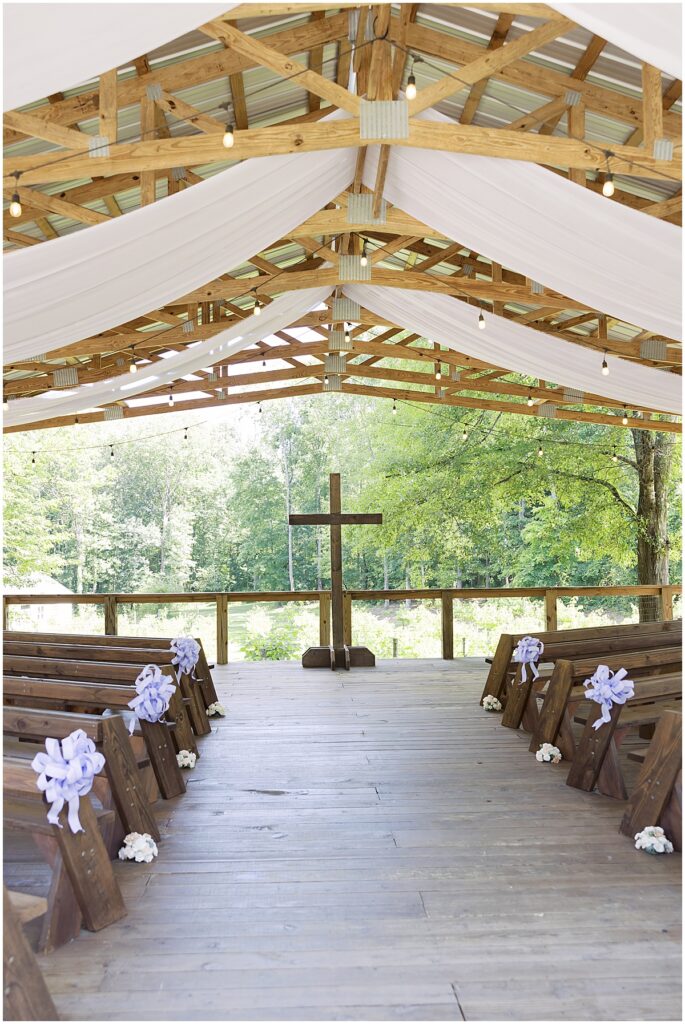 Wedding ceremony set up at Koury Farms for Sunday wedding