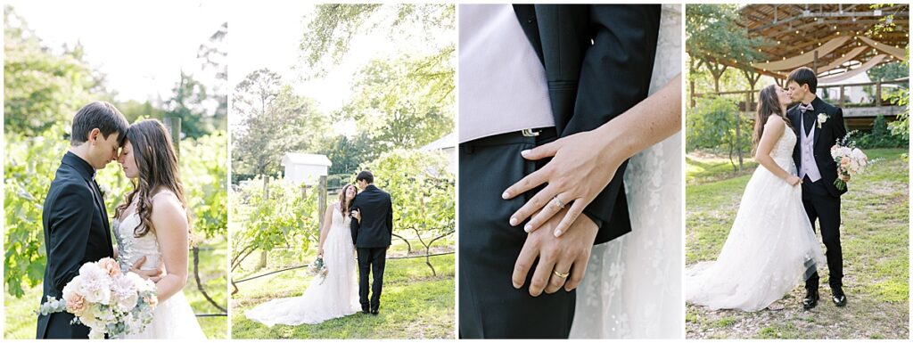 Bride and groom portraits in the grounds of Koury Farms