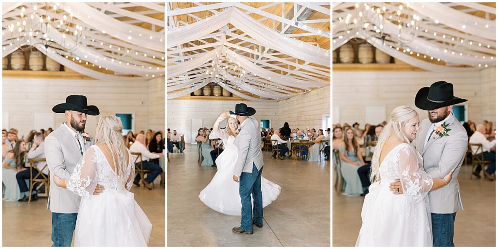 Bride and groom first dance at rustic spring wedding in North Georgia