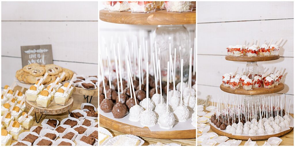 an array of sweet desserts including cookies, cake pops and dessert shots