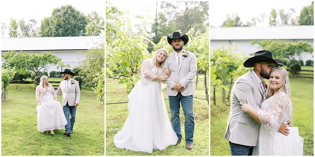 Bride and groom portraits at Koury farms wedding venue, North Georgia