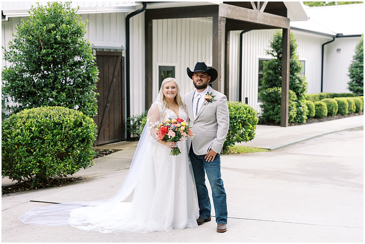 Bride and groom portraits at rustic spring wedding in North Georgia