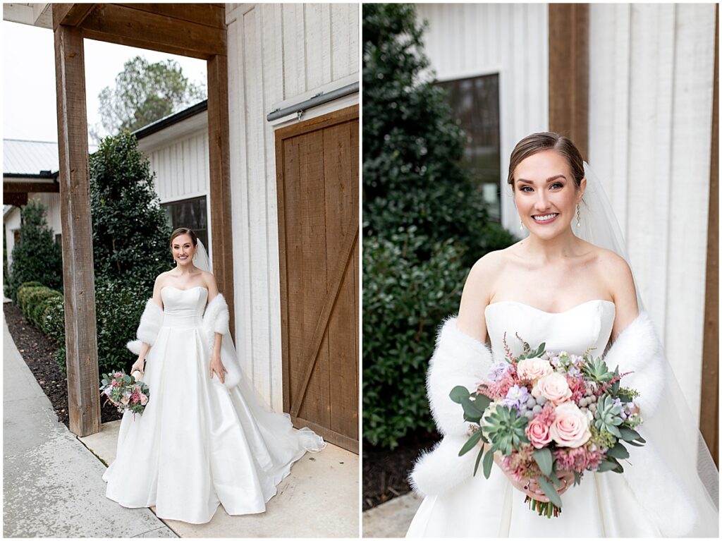 Bridal portraits at succulent inspired wedding at Koury Farms