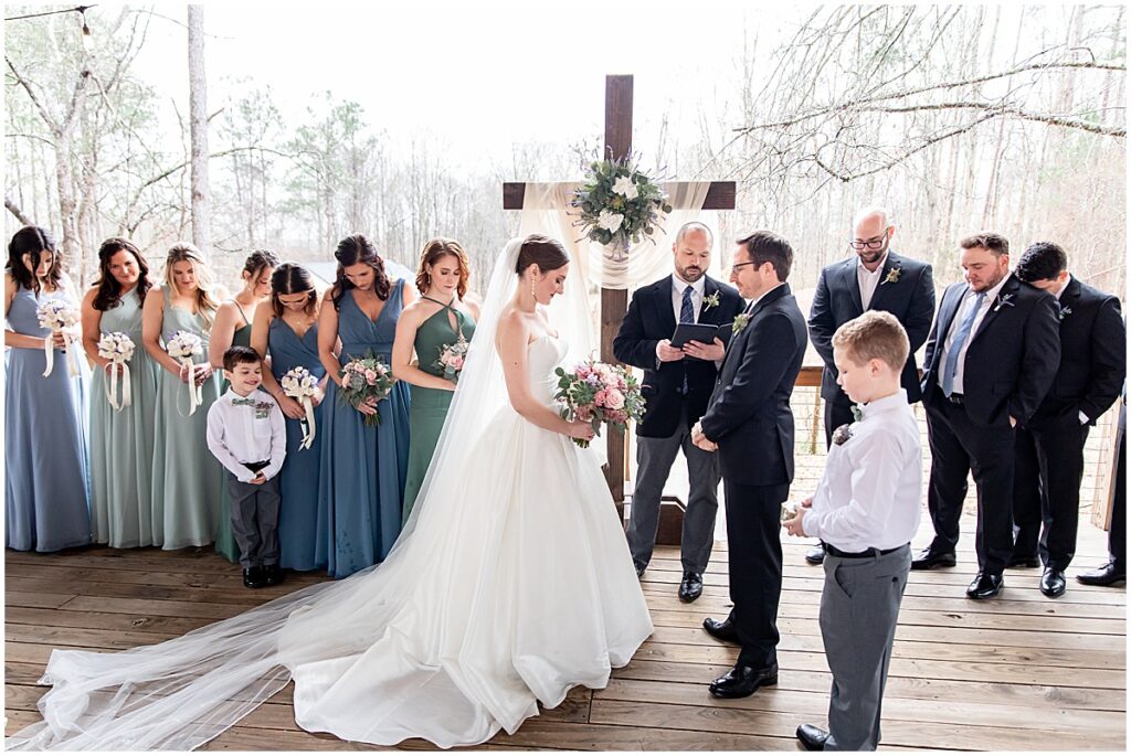 wedding ceremony under covered pavilion at Koury Farms, North Georgia wedding venue