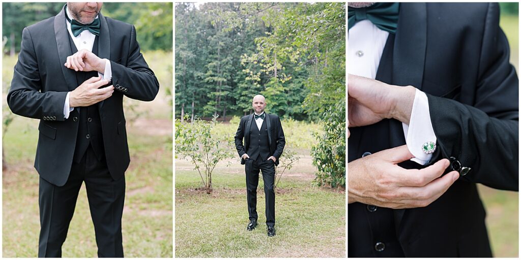 Groom portraits in the grounds of Koury Farms