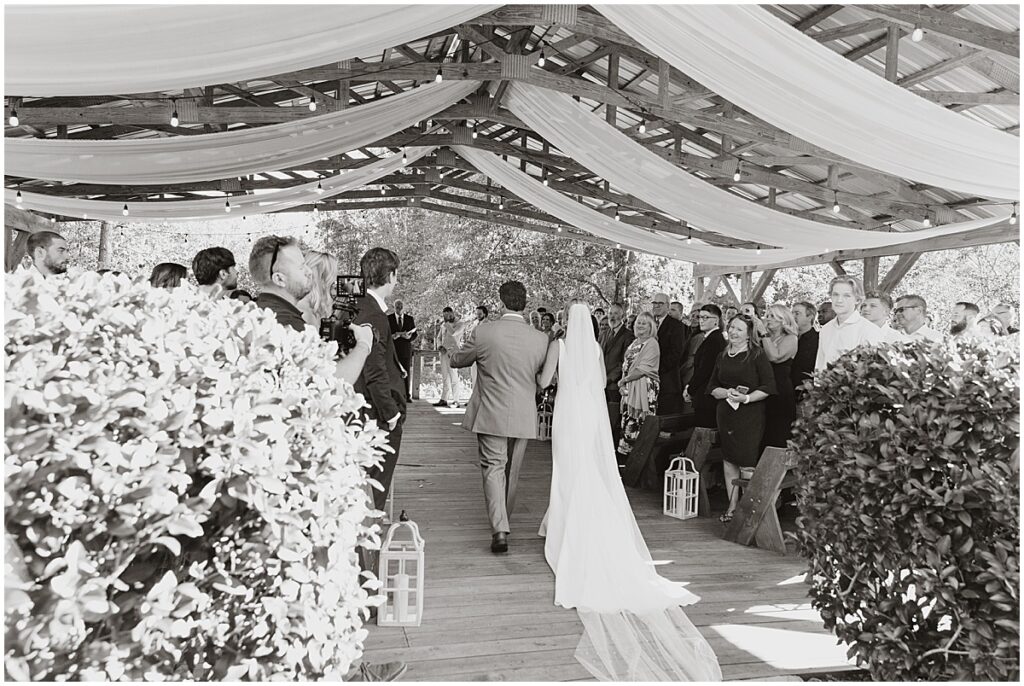 Bride walking down the aisle at Koury Farms