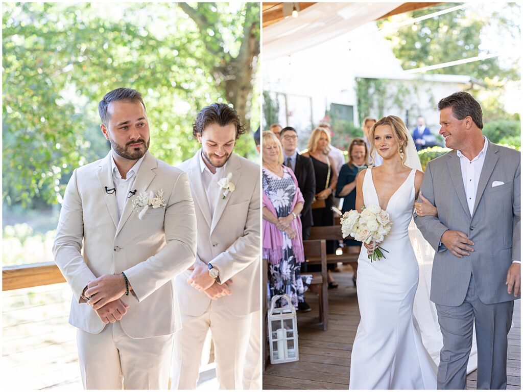 Bride walking down the aisle at Koury Farms wedding venue in North Georgia