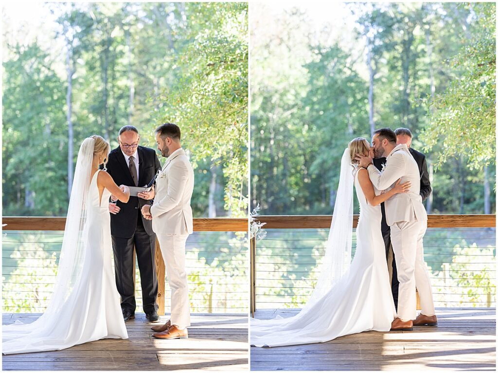 wedding ceremony overlooking vineyards at Koury Farms