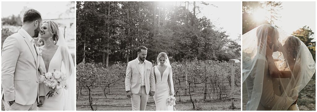 Couple portraits at sunset at Koury Farms wedding venue