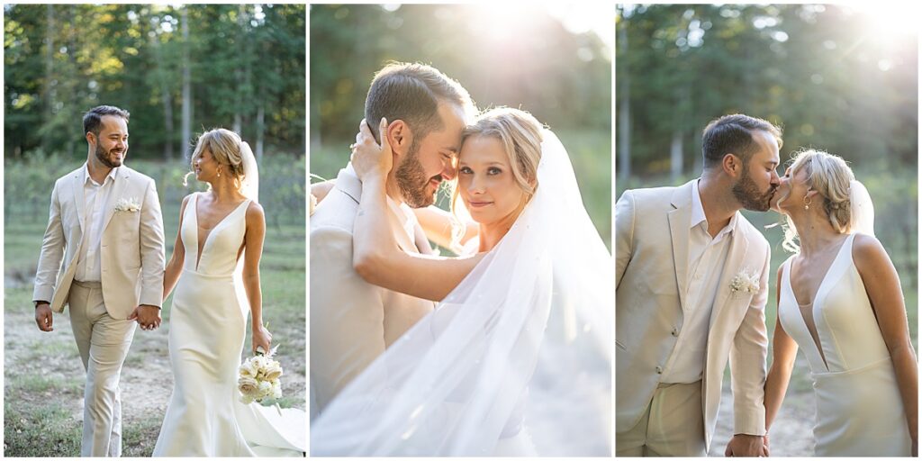 Couple portraits at sunset at Koury Farms wedding venue