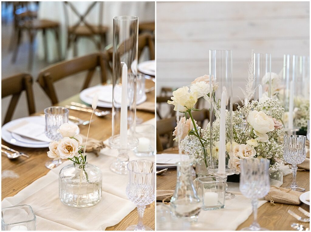 Wedding florals and candles for neutral wedding color palette inspiration