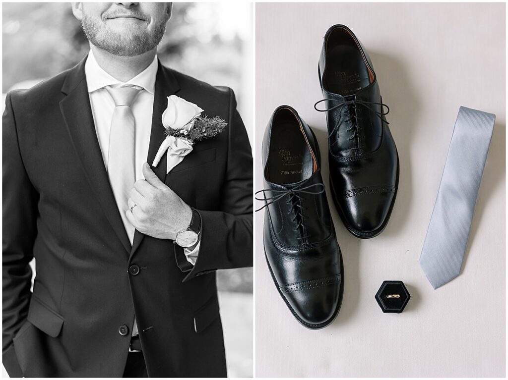 Groom details including shoes and tie