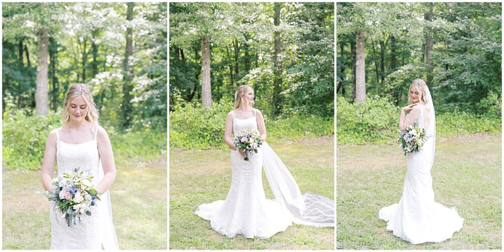 Bridal portraits for summer vineyard wedding at Koury Farms