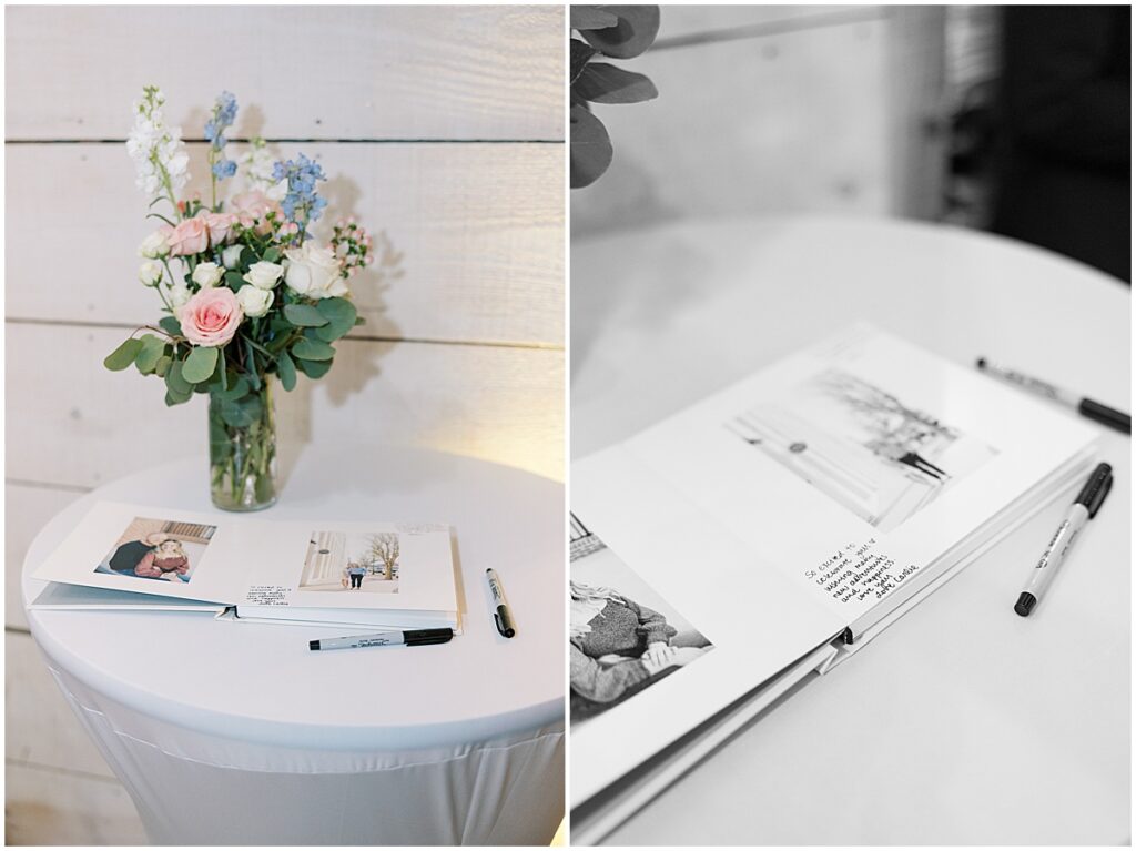 guest book table at Koury Farms wedding venue