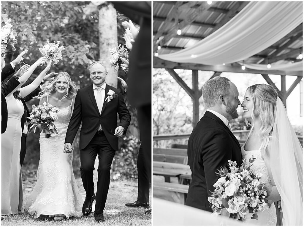 Bride and groom black and white portraits