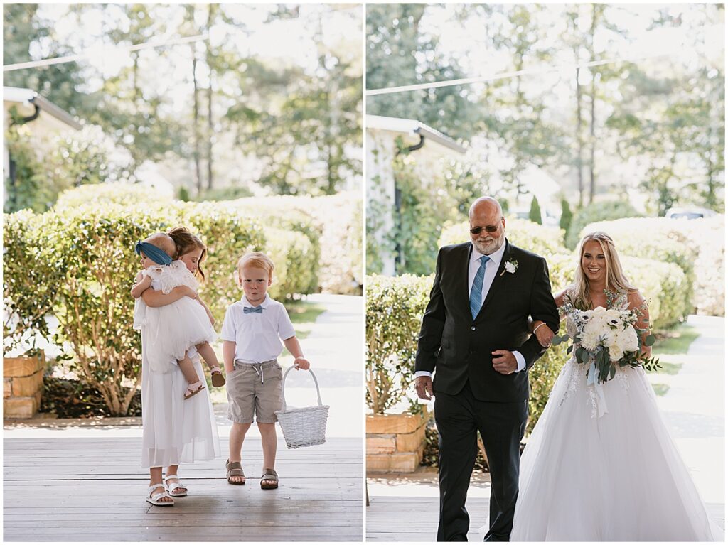 Young children walking down the aisle at Koury Farms wedding venue