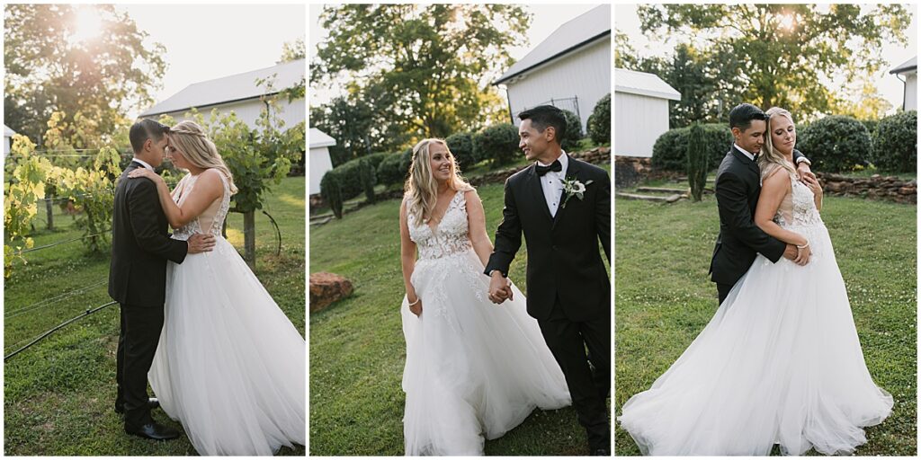 Bride and groom portraits in the grounds of Koury Farms