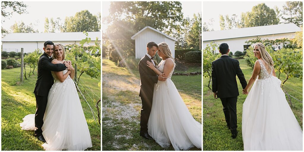 Bride and groom portraits in the grounds of Koury Farms