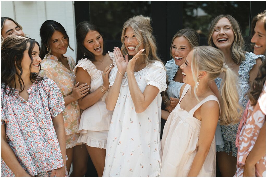 Bride with bridesmaids at Koury Farms wedding