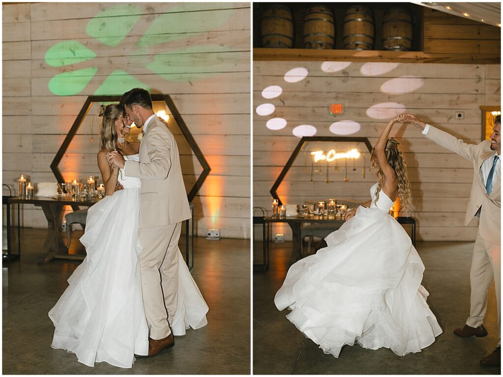 first dance at Koury Farms wedding venue