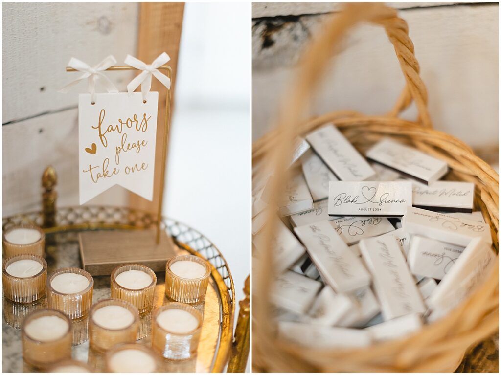 Candle wedding favors with matches