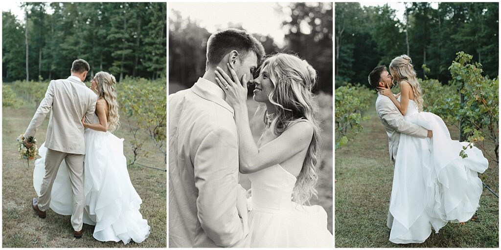 Couple portraits in the vineyards at Koury Farms