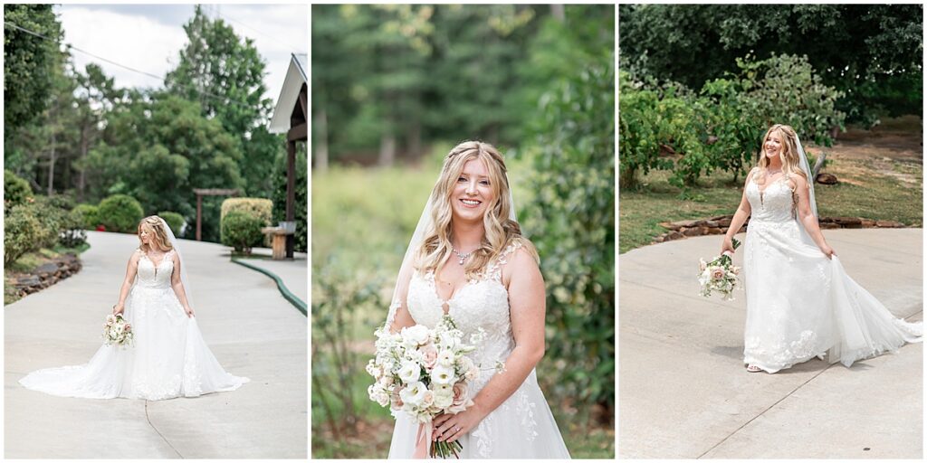 Bridal portraits in the grounds of Koury Farms