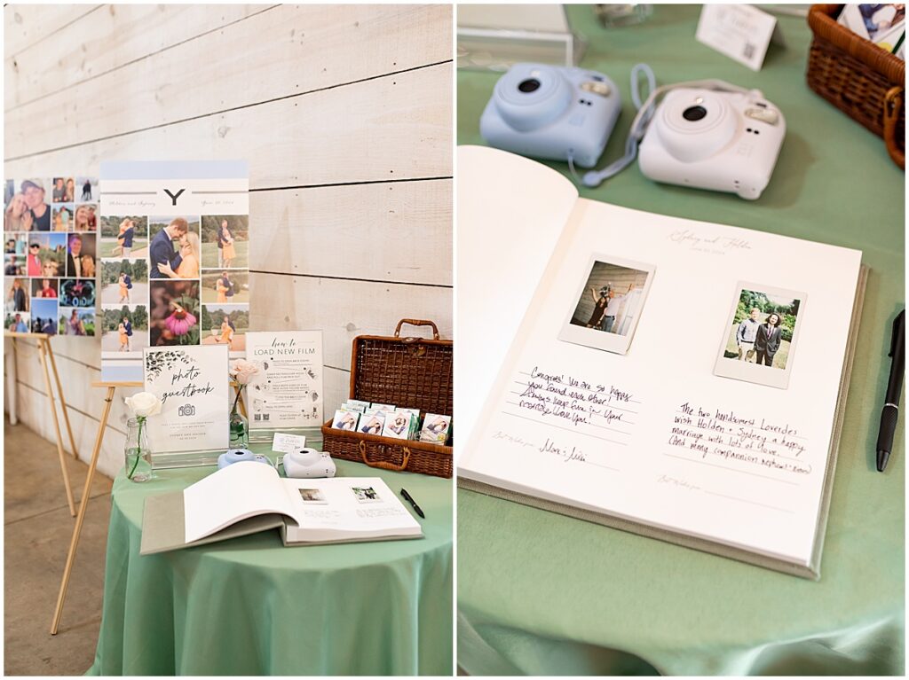 wedding guest book of polaroid pictures and book