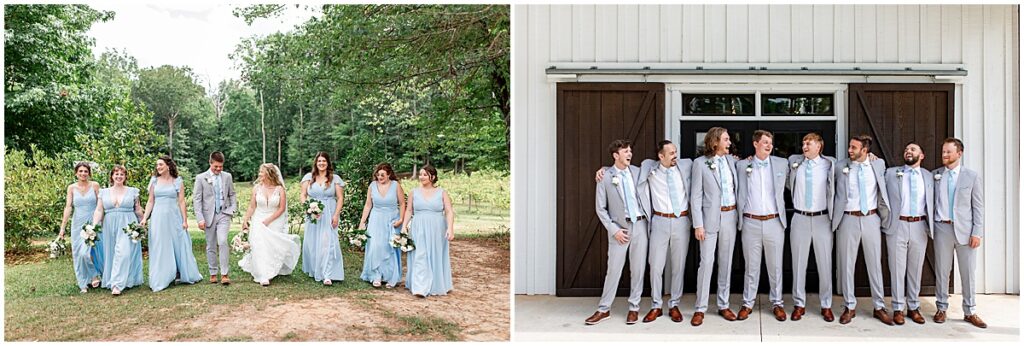 Bridal party and grooms men at unique wedding in North Gerogia