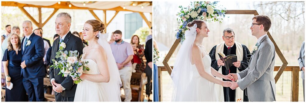 Wedding ceremony at the covered pavillion at Koury Farms