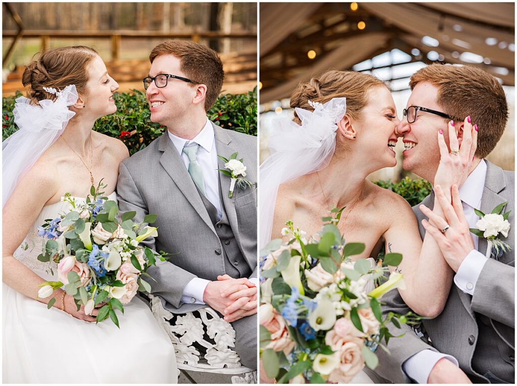Couple portraits at March wedding at Koury Farms
