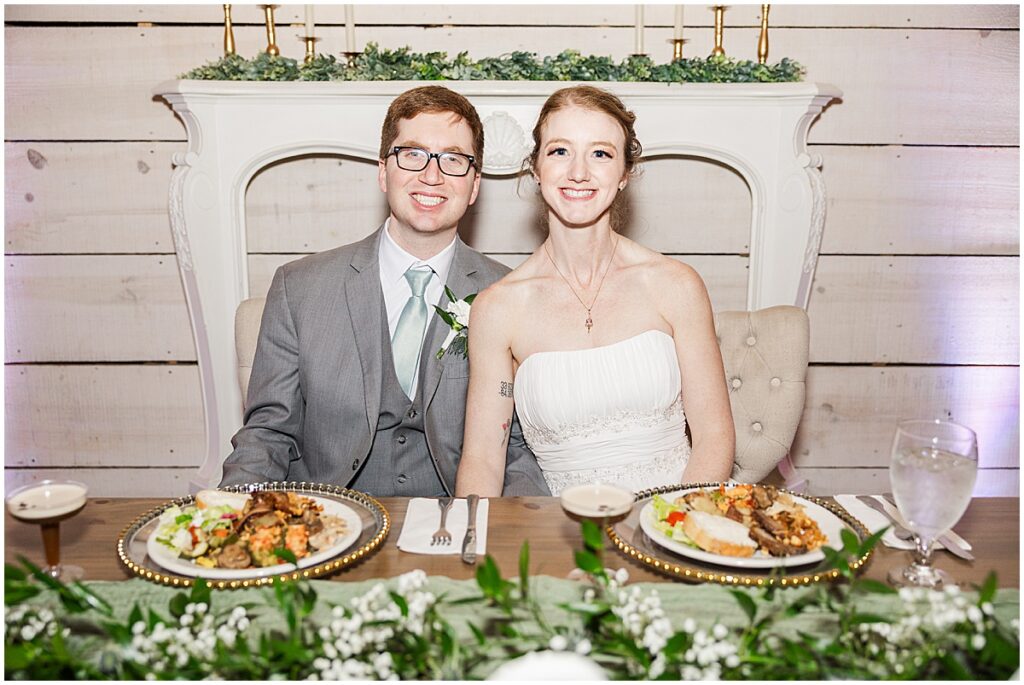 Bride and groom at sweetheart table